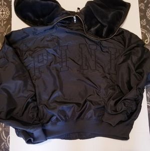 PINK VS BLACK JACKET HOODED FUR